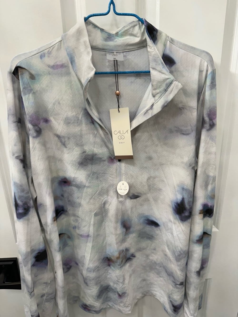 Calia Light Watercolor-Effect Half Zip Golf Shirt